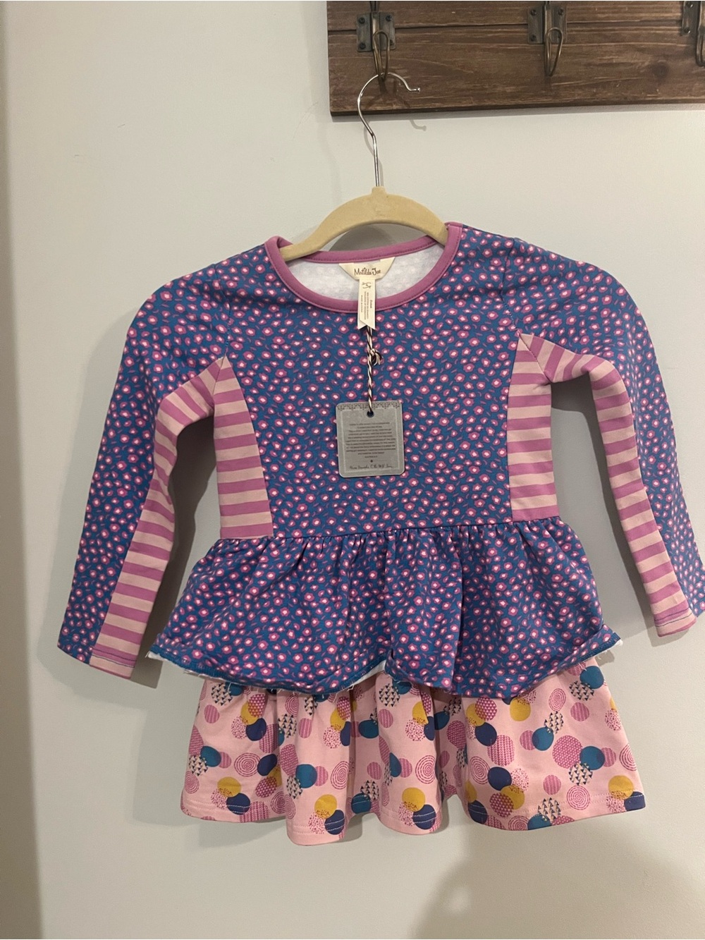 Matilda Jane Purple and Pink Peplum Long-Sleeve Dress